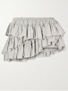 Dries van Noten Runway Huryl Gray Ruffle Minishorts, XS